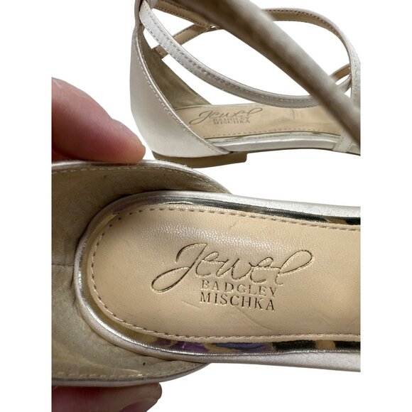 Jewel Badgley Mischka Tessy Womens Satin Strappy Sandals Embellished Size 7 - Picture 11 of 13